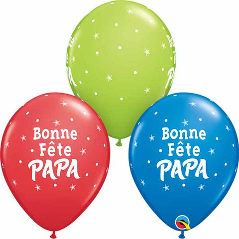 Ballon bonne fête papa - Rouge/Bleu/Vert - 11"