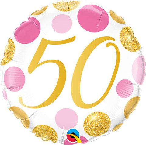 50 pink & gold dots - 18"