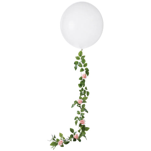 Latex Balloon w/ Pink Floral Balloon Tail