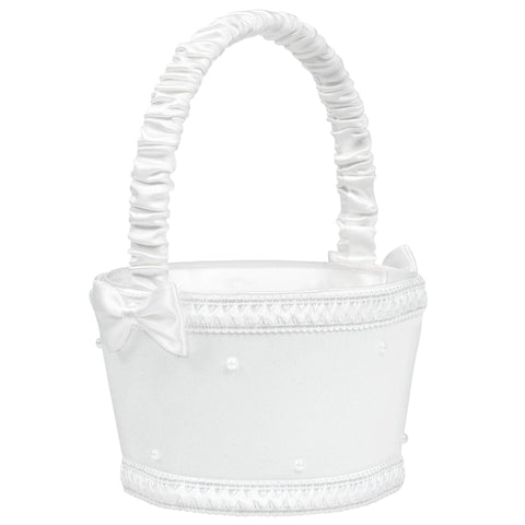 Basic Flower Basket - White with Faux Pearls