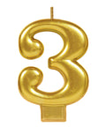 Numeral #3 Metallic Candle - Gold