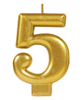 Numeral #5 Metallic Candle - Gold