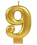 Numeral #9 Metallic Candle - Gold