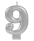 Numeral Metallic Candle #9 - Silver