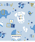 Printed Jumbo Baby Boy Elephant Gift Wrap