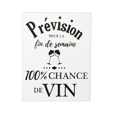 Plaque en bois - Prévision 100% vin (15.75po)