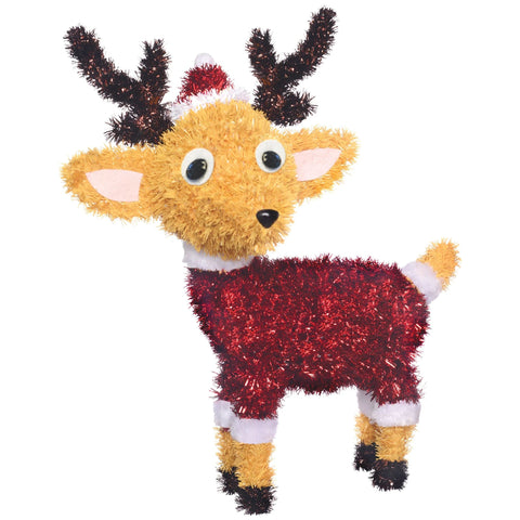 3D Reindeer w/ Santa Hat Decoration