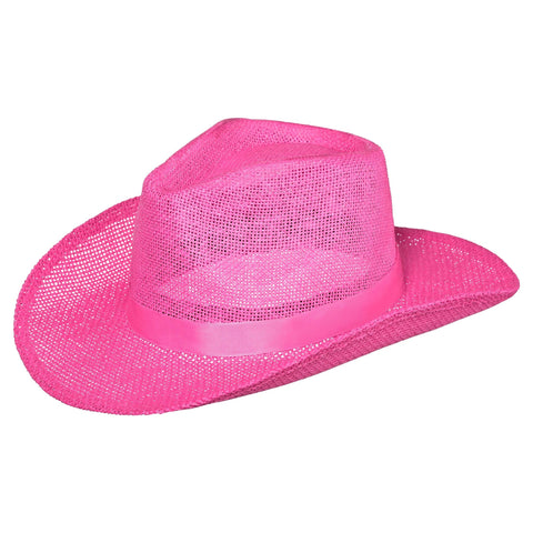 Straw Cowboy Hat - Pink