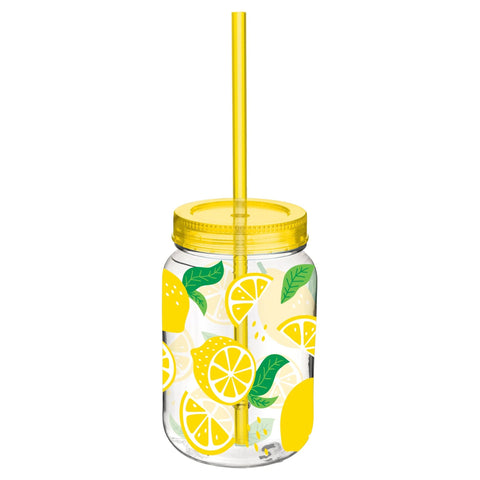 Summer Lemon Mason Cup w/Straw