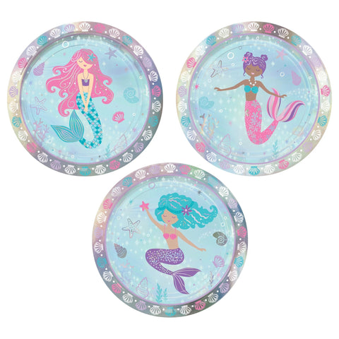 Shimmering Mermaids 7" Assorted Iridescent Round Plates