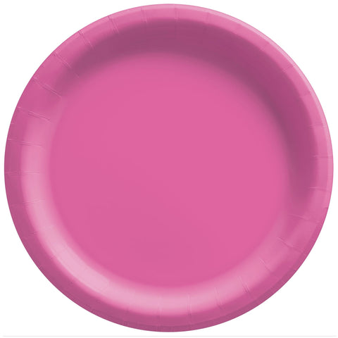 6 3/4" Round Paper Plates, Mid Ct. -  Bright Pink