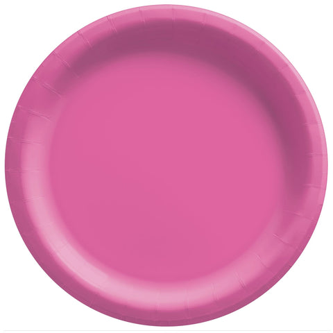 10" Round Paper Plates, Mid Ct. - Bright Pink