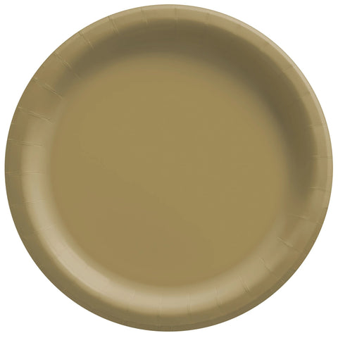 10" Round Paper Plates, Mid Ct. - Gold