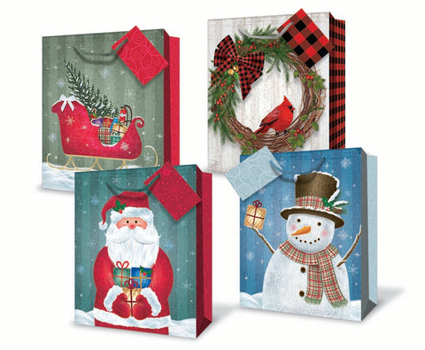 MB Deck the Halls Large Gift Bags Asst.