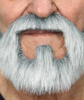 Fausse barbe et moustache autocollante - Blanc et gris - Style 14