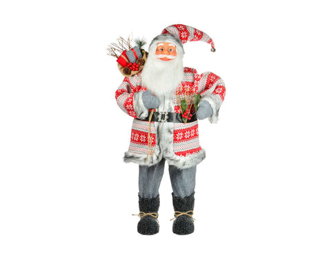 Père Noël debout  - Rouge,blanc et gris (48po)