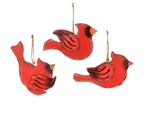 Ornement cardinal en bois (5")