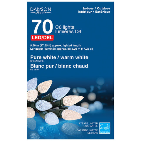 70 lumières C6 LED - Mixte blanc chaud/purpp