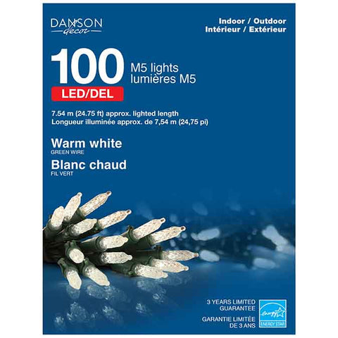 100 lumières M5 LED  - Blanc chaud