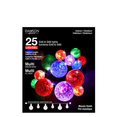 25 lumières G40/G60 LED - Multicolore