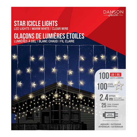 100 lumières LED étoile, intérieur/extérieur (blanc chaud)