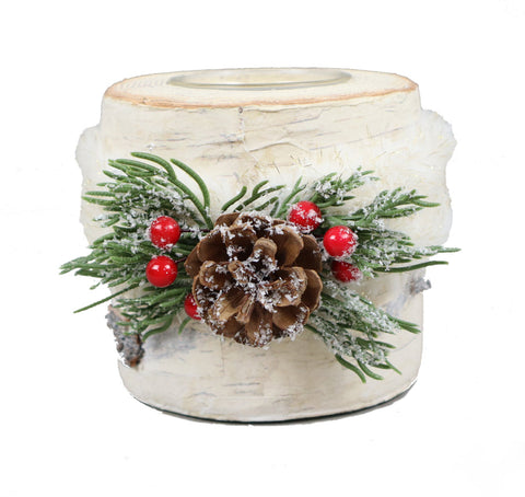 6" x 4" Candle Holder w/Pinecone