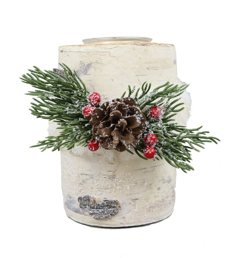 6" x 6" Candle Holder w/Pinecone
