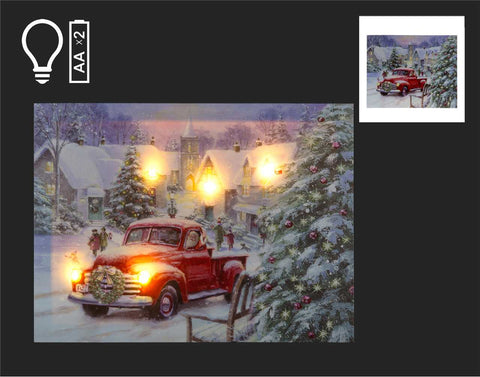 Toile avec lumières - Camion rouge (16x12po)