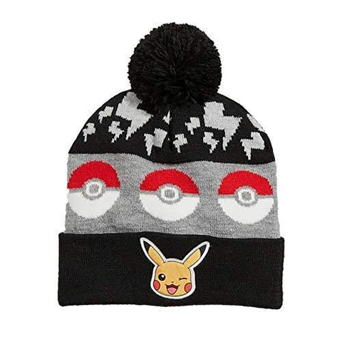 POKEMON - Pikachu knit Youth cuff cap with woven patch